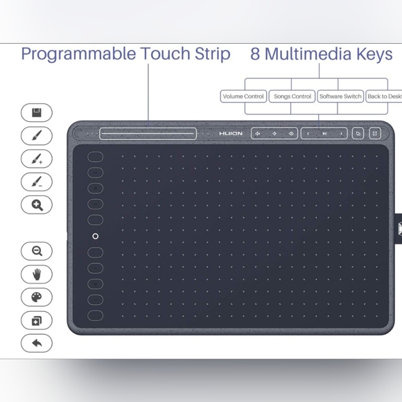 NIB - HUION HS611 Creative Pen Tablet - Graphics Drawing Tablet - Picture 6 of 11